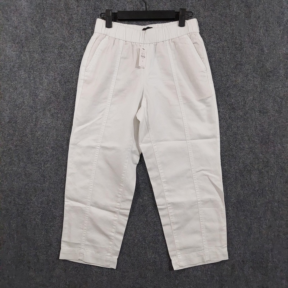 NEW Talbots Pants Womens P White Ankle Straight Elastic Waist Pockets 26x22